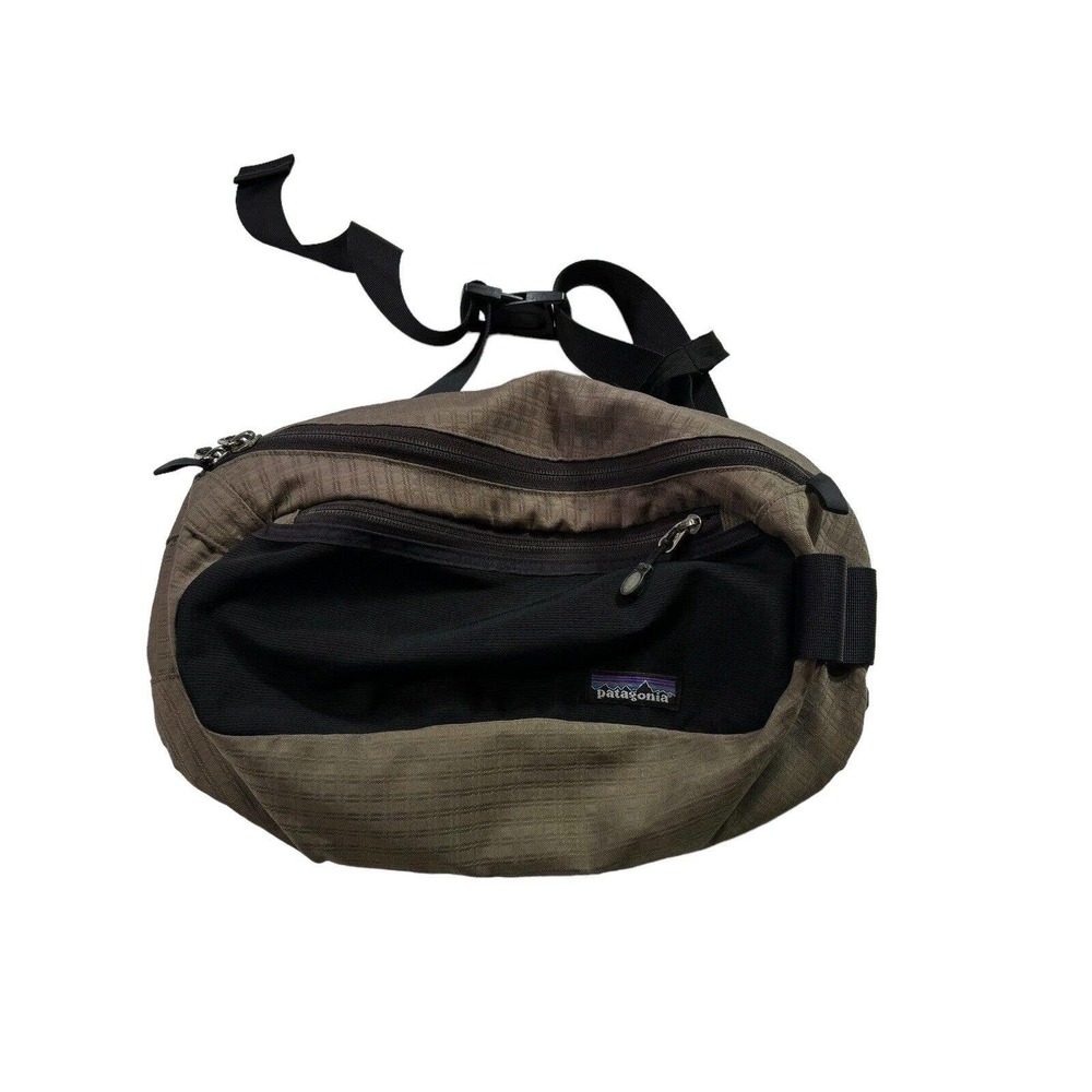 Patagonia Vintage Fanny Pack Nylon Zipper Waist Pouch Adjustable Olive Khaki